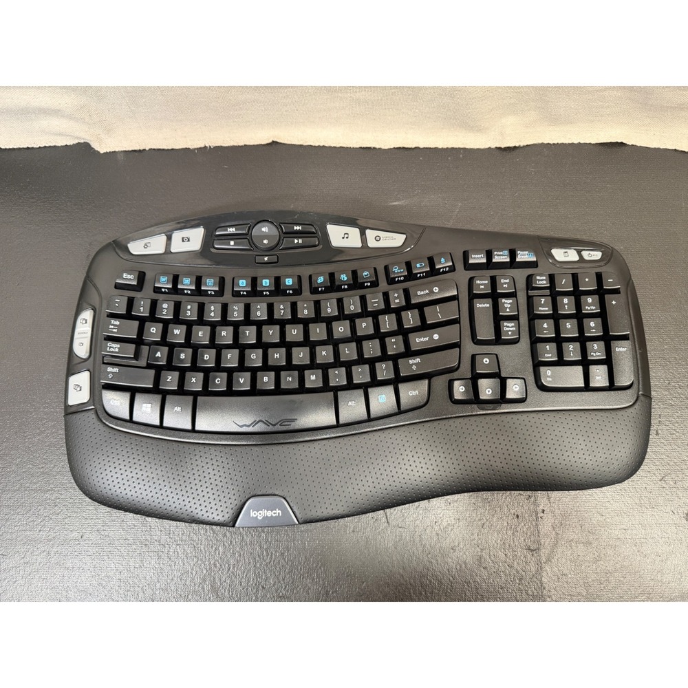 Logitech K350 Wireless Wave Keyboard with Dongle Black Ergonomic Media Keys